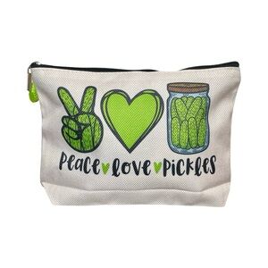Peace, Love & Pickles Canvas Cosmetic Case with Adorable Pickle Charm